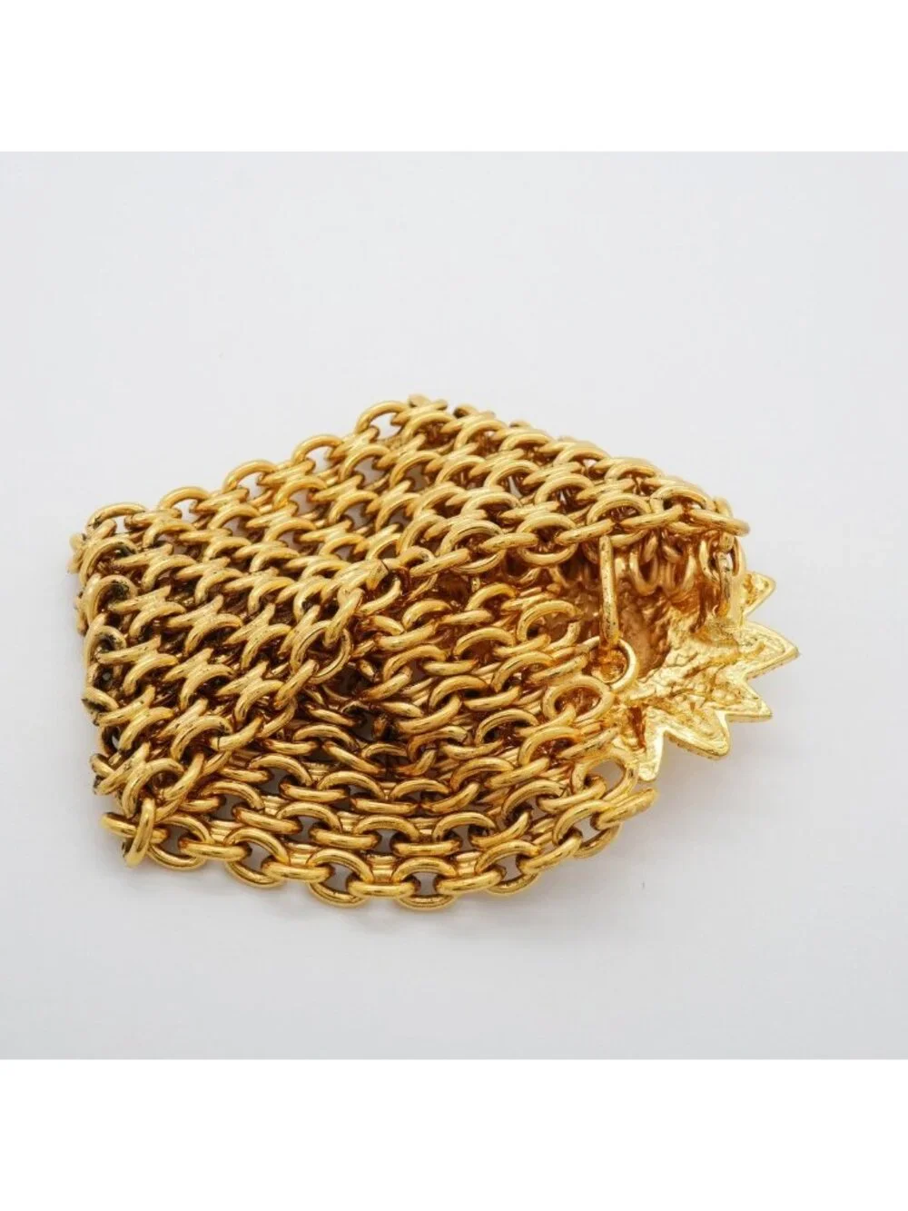 Chanel Bracelet Vintage CC Logo Lion Motif Gold Plated